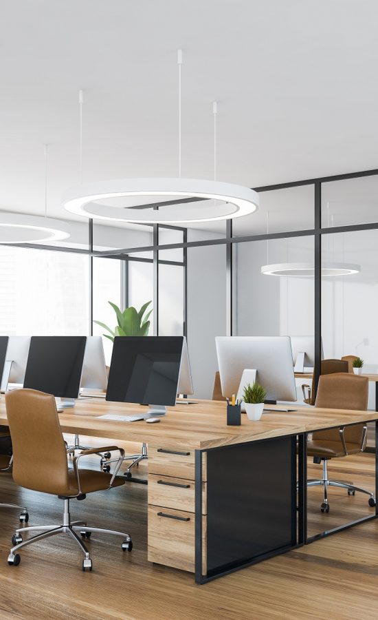 Wooden,Office,Room,With,Armchairs,And,Wooden,Table,With,Computer